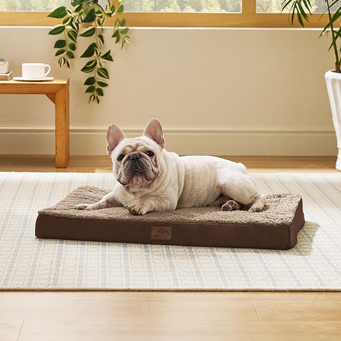 Bedsure Dog Bed Medium Size Dog - Orthopedic Waterproof Puppy Beds with Removable Washable Cover, Egg Crate Foam Pet Mat, Suitable for Pet Up to 35 lbs