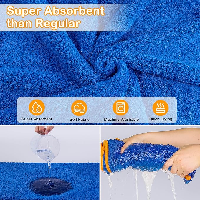 Bienbee Soft Dog Bathrobe,Super Absorbent & Quick-Drying Dog Robe with Hood, Cozy Drying Coat for After Bath, Blue XXL