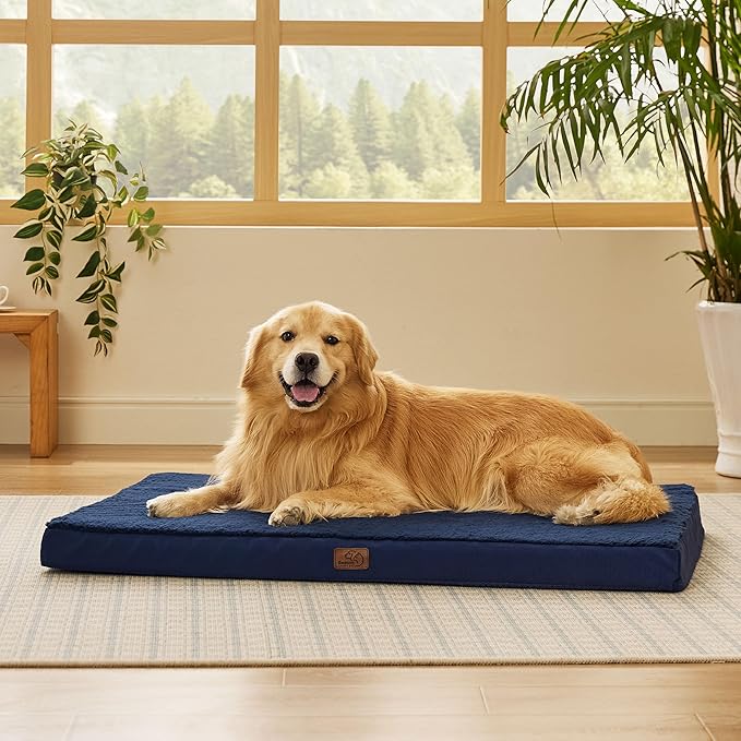 Bedsure XL Dog Bed Large Sized Dog -Orthopedic Waterproof Extra Large Pet Beds with Removable Washable Cover, Egg Crate Foam Mat, Suitable for Pet Up to 100 lbs