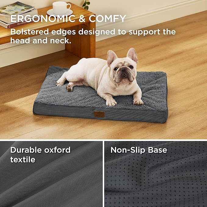 Bedsure Dog Bed Medium Size Dog - Orthopedic Waterproof Puppy Beds with Removable Washable Cover, Egg Crate Foam Pet Mat, Suitable for Pet Up to 35 lbs