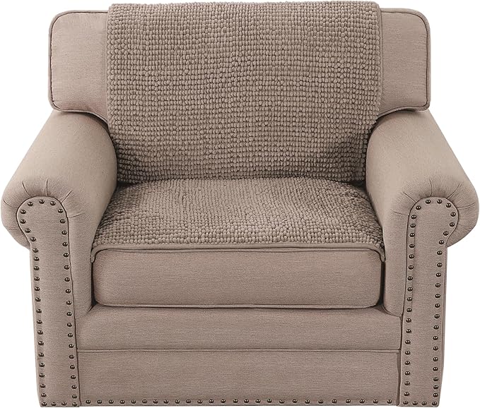 H.VERSAILTEX Plush Chenille Couch Armrest Cover 2 Packs Thick and Soft Sofa Covers Furniture Protector Cover for Pets (27.5" x 27.5", Cuban Sand)