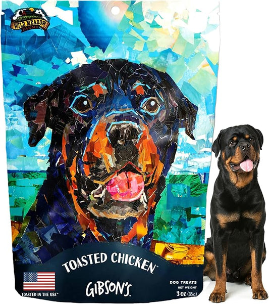 Wild Meadow Farms - Gibson's Toasted Chicken, Soft Jerky Dog Treats, Crafted with Real Meat, Aromatic, and Grain-Free for Training and Rewarding Dogs of All Breeds and Ages - 3 Ounce Pouch