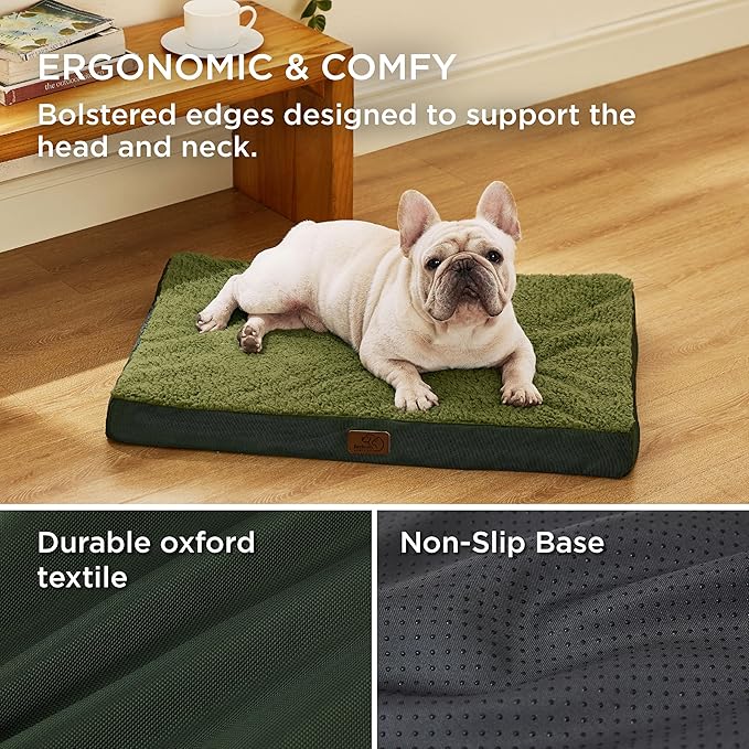 Bedsure Dog Bed Medium Size Dog - Orthopedic Waterproof Puppy Beds with Removable Washable Cover, Egg Crate Foam Pet Mat, Suitable for Pet Up to 35 lbs
