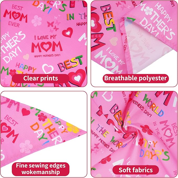 30 Pack Mothers Day Dog Bandanas Bulk for Large Dogs Breed 33 Inch Love Mom Extra Large Dog Bandanas XL Best Mom Dogs Bandana Grooming L