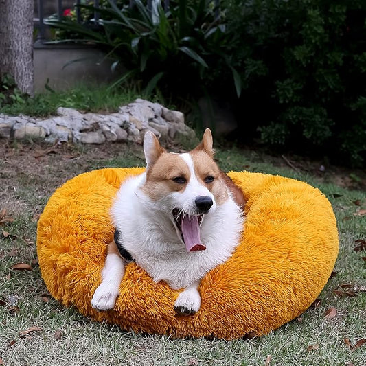 nononfish Pet Beds for Medium Size Dogs Washable Calming Pet Beds with Anti-Anxiety fit 30bls Dogs,30 Inches Orange