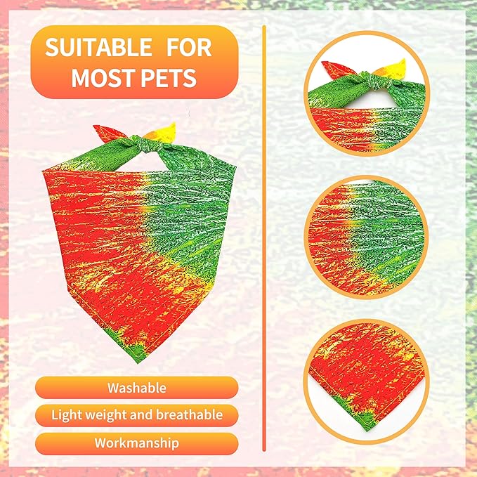 10PCS Dog Bandanas Tie Dye for Large XL Breed Dog Big Bandanas Pack Kerchief Washable Triangle Bibs Head Scarves Scarfs for Boys and Girls Grooming Accessories Costume