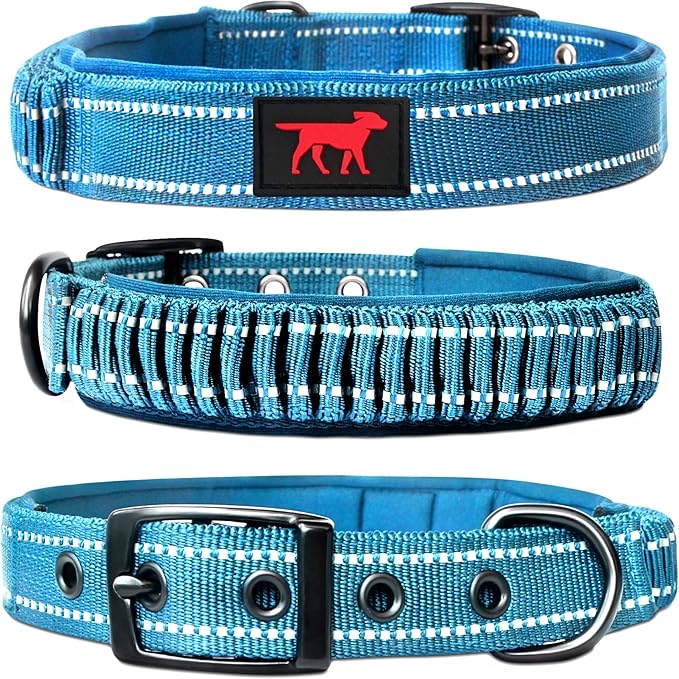 Tuff Pupper Heavy Duty Dog Collar with Handle | Ballistic Nylon Heavy Duty Collar | Padded Reflective Dog Collar with Adjustable Stainless Steel Hardware | Convenient Sizing for All Breeds