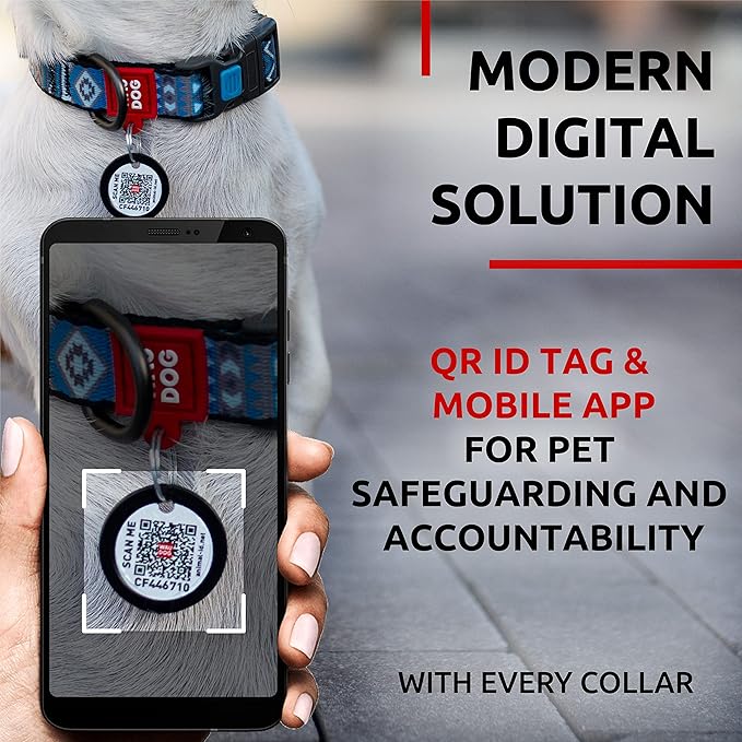 WAUDOG Nylon Dog Collar - Adjustable Dog Collar for Large Dogs, Small & Medium Dogs - Breakaway Puppy Collars for Large Breed Dogs - Boy & Girl Dog Collars with Durable Plastic Buckle and QR Dog Tag