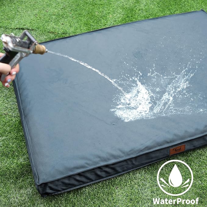 Outdoor Dog Bed for Extra Large Dogs, XL Dog Bed for Large Sized, Egg Crate Foam Dog Bed with Removable Washable Oxford Cooling Cover, Blue