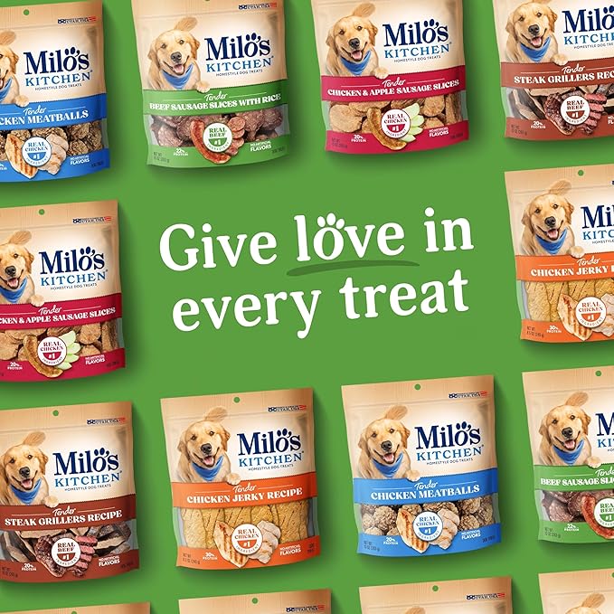 Milo's Kitchen Homestyle Dog Treats, Beef Sausage Slices, 10 Ounce, High Protein, No Artifical Flavors