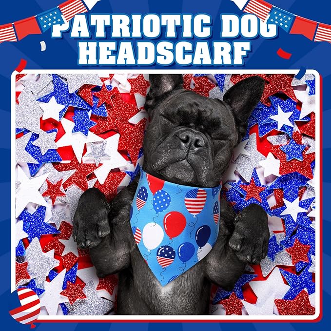 Sumind 100 Pieces Patriotic Dog Bandanas Bulk Bibs Triangle Scarf Star Bandanas for Dogs with Independence Day Patterns for Independence Day Pet Costume Accessories Decoration(Small)