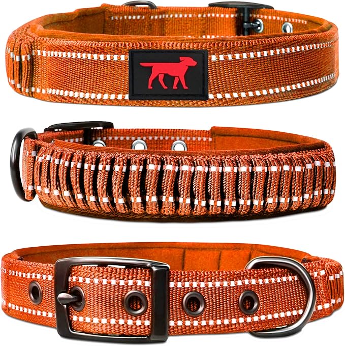 Tuff Pupper Heavy Duty Dog Collar with Handle | Ballistic Nylon Heavy Duty Collar | Padded Reflective Dog Collar with Adjustable Stainless Steel Hardware | Convenient Sizing for All Breeds