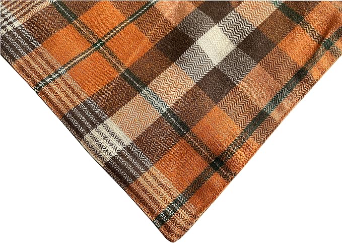 Realeaf Thanksgiving Fall Dog Bandanas 2 Pack, Orange Plaid Pet Scarf for Boy and Girl, Premium Durable Fabric, Holiday Halloween Bandana for Medium and Large Dogs (Large)