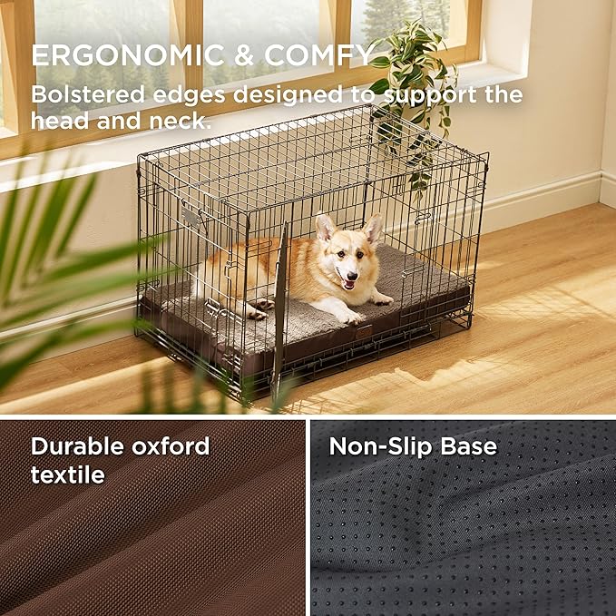 Bedsure Large Dog Bed for Crate - Orthopedic Waterproof Pet Beds with Removable Washable Cover, Egg Crate Foam Crate Mat, Suitable for Pet Up to 50 lbs