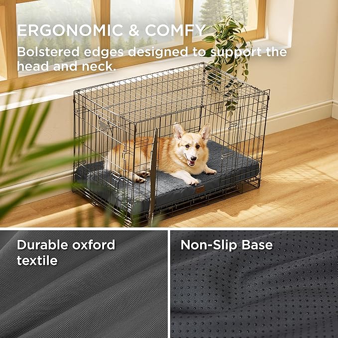 Bedsure Large Dog Bed for Crate - Orthopedic Waterproof Puppy Beds with Removable Washable Cover, Egg Crate Foam Pet Mat, Suitable for Pet Up to 50 lbs