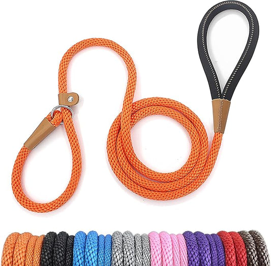 lynxking 5 FT Dog Leash Slip Lead 2 Pack Strong Heavy Duty Braided Dog Training Leash No Pull Training Lead Leashes for Medium Large and Small Dogs