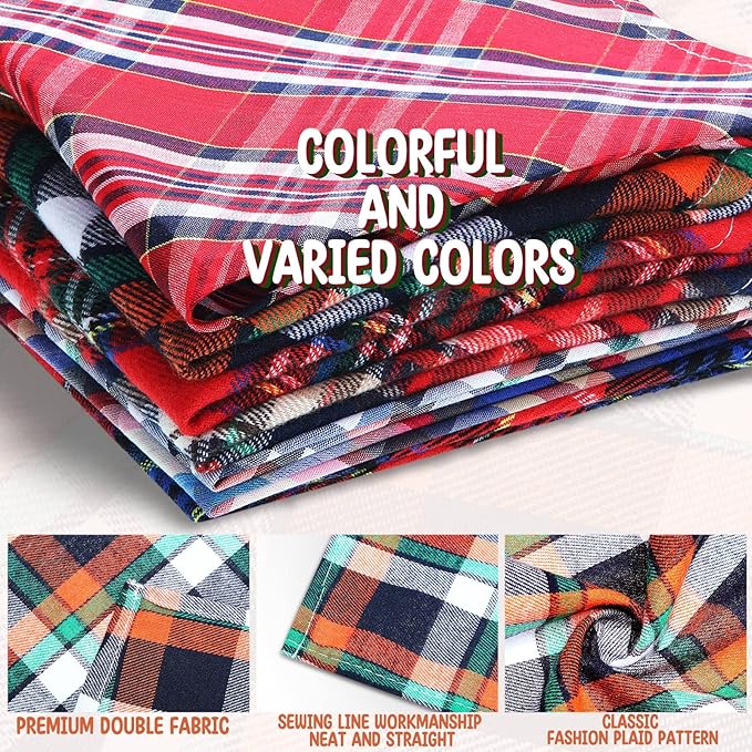 50 Pcs Bandanas for Dogs Plaid Dog Bandana Washable Puppy Bandana Triangle Dog Drool Bibs Dog Hankerchief Girl Comfortable Scarfs for Small Medium Large Dogs Girl Boy Pet Accessories