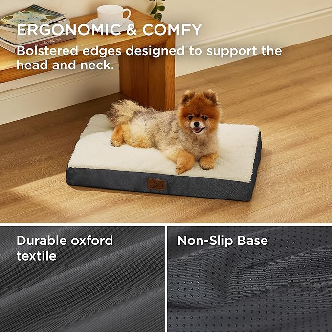 Bedsure Dog Bed for Small Dogs - Orthopedic Waterproof Puppy Beds with Removable Washable Cover, Egg Crate Foam Pet Mat, Suitable for Pet Up to 20 lbs