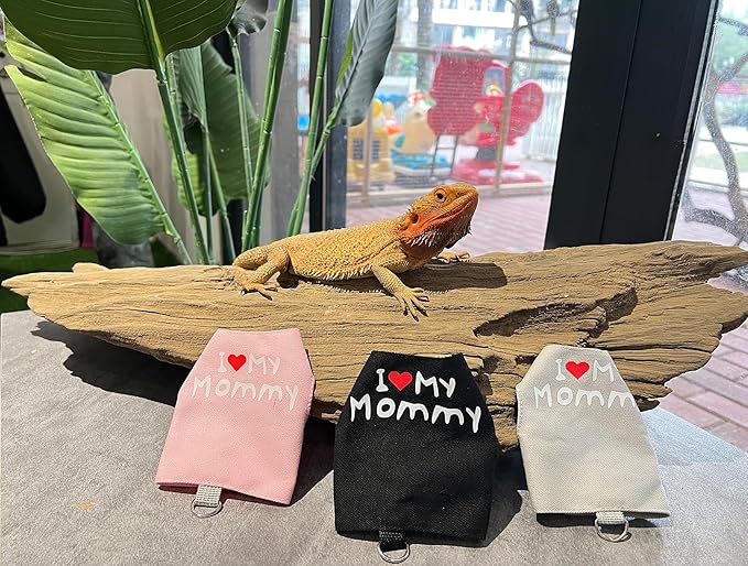 Bearded Dragon Carrier Backpack with Security Printing Harness Set, Reptile Lizard Travel Carrier (Grey, Mommy Harness)
