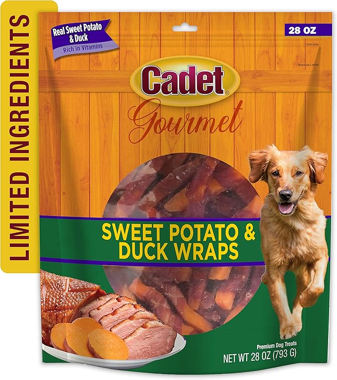 Cadet Gourmet Sweet Potato & Chicken Wraps Limited-Ingredient Dog Chews, Healthy and Natural Training Treats for Small and Large Dogs, 28 oz.