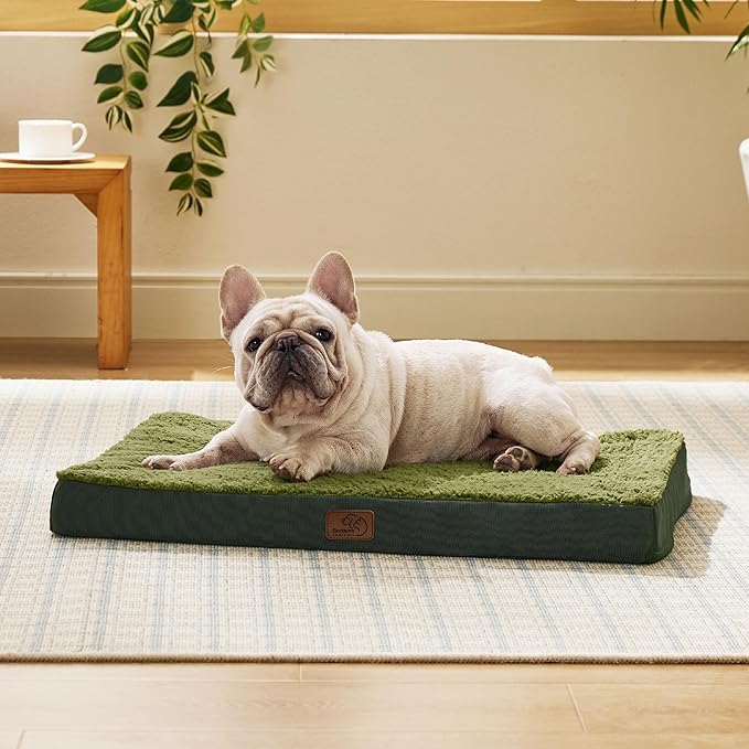 Bedsure Dog Bed Medium Size Dog - Orthopedic Waterproof Puppy Beds with Removable Washable Cover, Egg Crate Foam Pet Mat, Suitable for Pet Up to 35 lbs