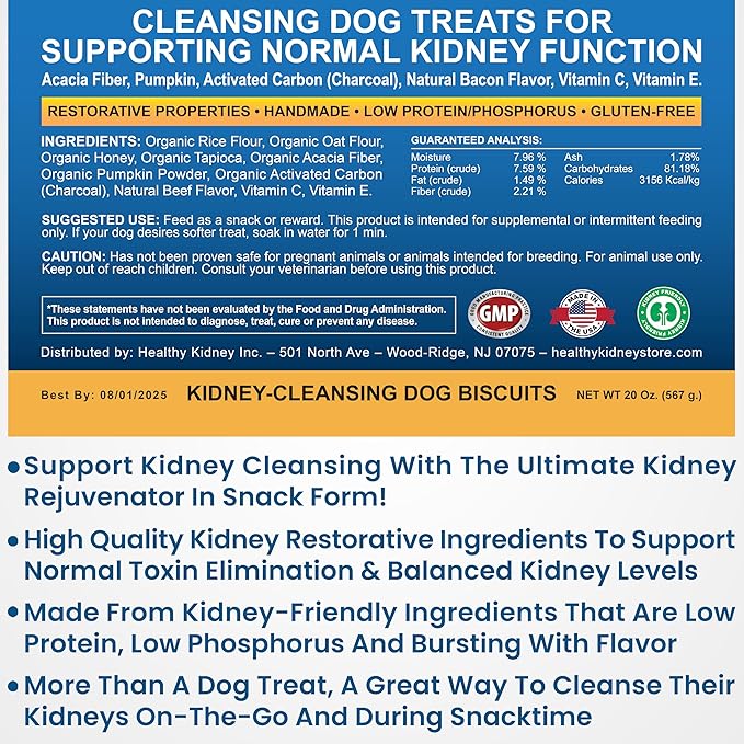 Kidney Cleanse Beef Dog Treats Supports Normal Kidney Toxin Elimination: 20 Oz. Low Protein Beef Dog Treats for Kidney Support. Kidney-Friendly Dog Food Diet Treat.