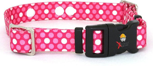 Extreme Dog Fence Replacement Containment and Training Collar Strap for Most Underground Electric Dog Fence Brands - Pink Dots (Large: 18" - 27" x 1")