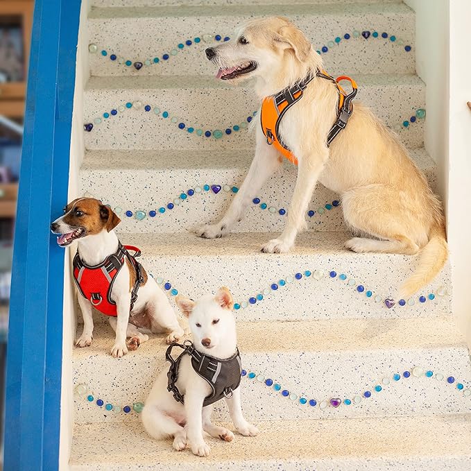 No Pull Dog Harness, Reflective Walking Dog Harness with Easy Control Handle and Front & Back Clips,Adjustable Breathable Soft Padded Dog Vest Harness for Puppy Shiba Inu,Black,S