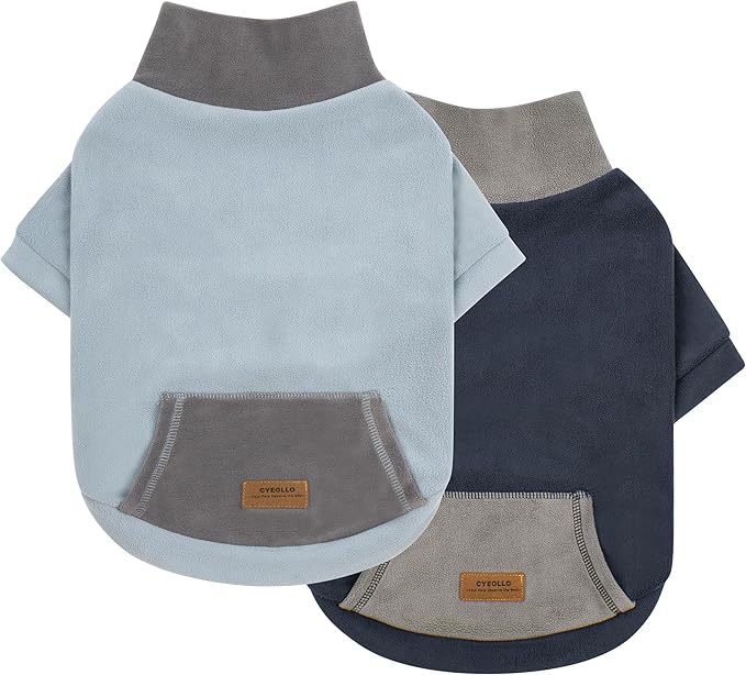 cyeollo 2 Pack Dog Sweaters for Large Dogs, Soft Turtleneck Sweatshirt for Dogs Male, Warm Dog Sweatshirt, Stretchy Comfortable Pullover Dog Winter Clothes Apparel, Navy & Light Blue 3XL