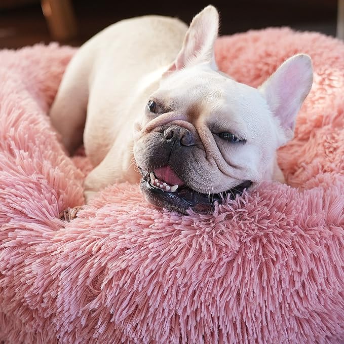 Puppy Beds for Small Dogs Washable 23 Inches Deep Sleep Calming Bed for Girls Chihuahua,Pet Dog Beds Fits up to 20 lbs Pets Beds Machine Washable Dog Bed,Pink