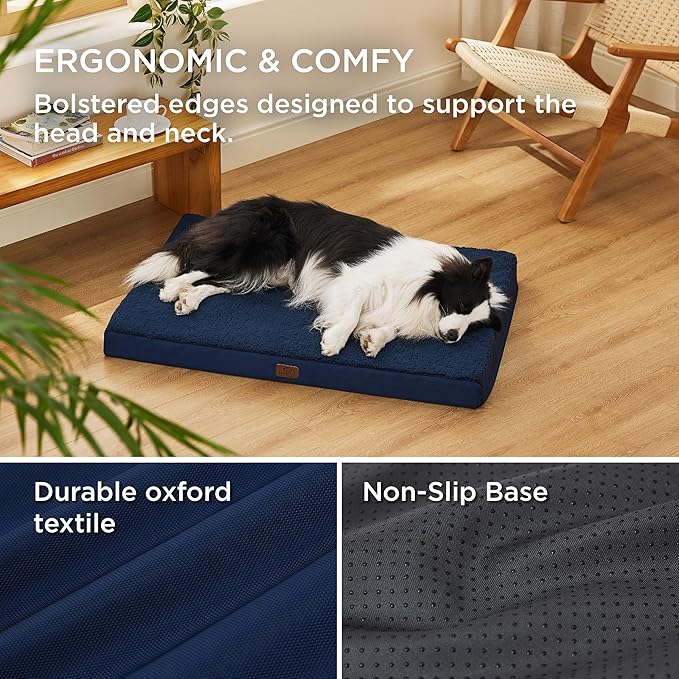 Bedsure Dog Bed Large Sized Dog - Orthopedic Waterproof Pet Beds with Removable Washable Cover, Egg Crate Foam Puppy Mat, Suitable for Pet Up to 65 lbs
