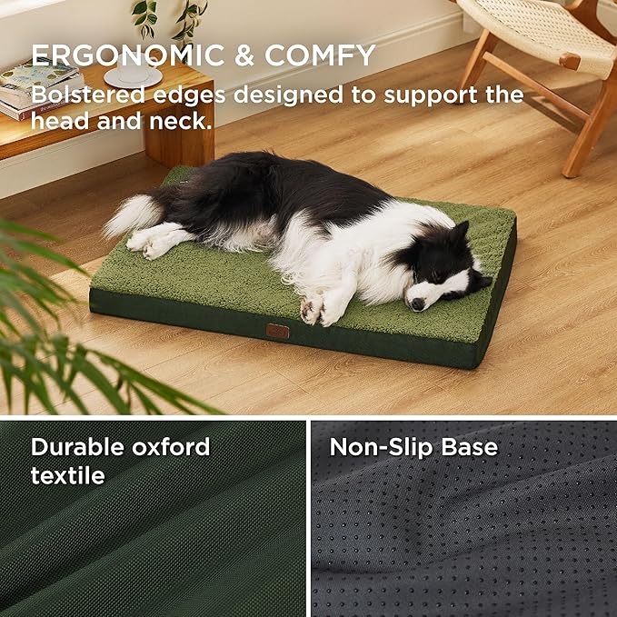 Bedsure Dog Bed Large Sized Dog - Orthopedic Waterproof Pet Beds with Removable Washable Cover, Egg Crate Foam Puppy Mat, Suitable for Pet Up to 65 lbs