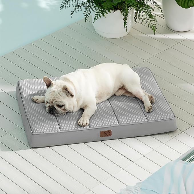 Bedsure Cooling Dog Bed for Medium Dogs - Orthopedic Waterproof Puppy Beds with Removable Washable Cover, Egg Crate Foam Pet Mat, Suitable for Pet Up to 35 lbs
