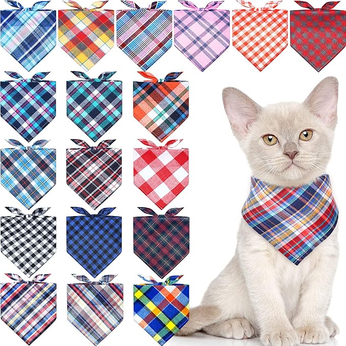 50 Pcs Bandanas for Dogs Plaid Dog Bandana Washable Puppy Bandana Triangle Dog Drool Bibs Dog Hankerchief Girl Comfortable Scarfs for Small Medium Large Dogs Girl Boy Pet Accessories