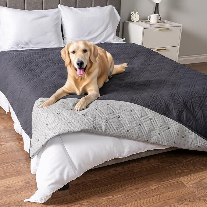 PetAmi Waterproof Dog Bed Cover, Reversible Furniture Protector for Cats & Dogs, Washable Blanket for Couch Seat, 102x82 Gray