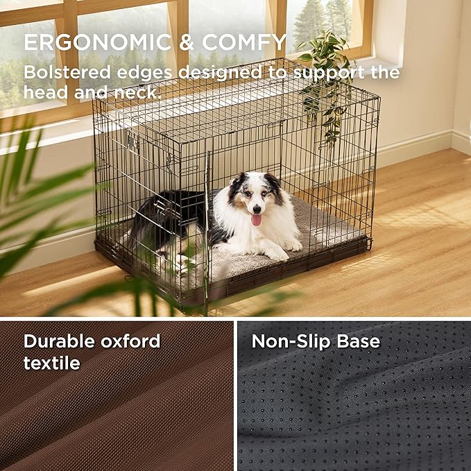 Bedsure Large Dog Bed for Crate - Orthopedic Waterproof Puppy Beds with Removable Washable Cover, Egg Crate Foam Pet Mat, Suitable for Pet Up to 90 lbs