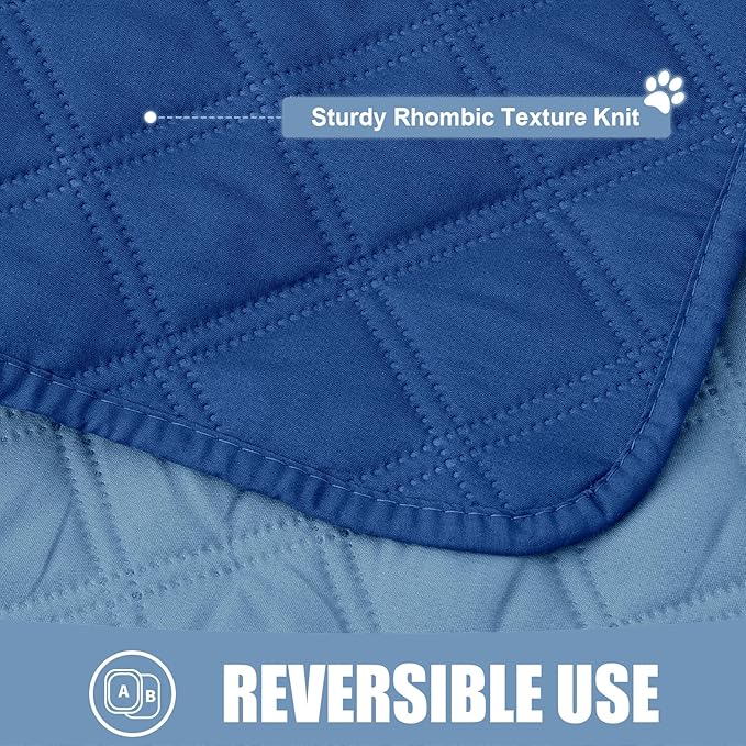 Smiry Waterproof Dog Blanket, Reversible Dog Bed Cover Pet Blanket, Soft Pet Couch Covers for Sofa Washable, Bed Couch Sofa Furniture Protector for Puppy Cat Kids (82"x82", Navy/Blue)