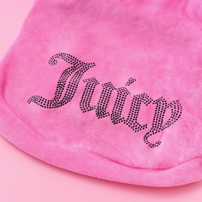 Juicy Couture Bling Velour Pet Hoodie - Hot Pink - XS/S (2-7 lbs.) - Pet Hoodies for Small Dogs or Cats