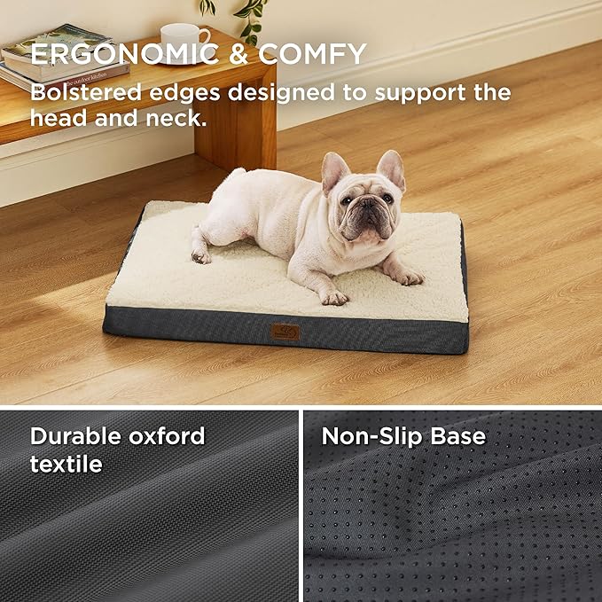 Bedsure Dog Bed Medium Size Dog - Orthopedic Waterproof Puppy Beds with Removable Washable Cover, Egg Crate Foam Pet Mat, Suitable for Pet Up to 35 lbs