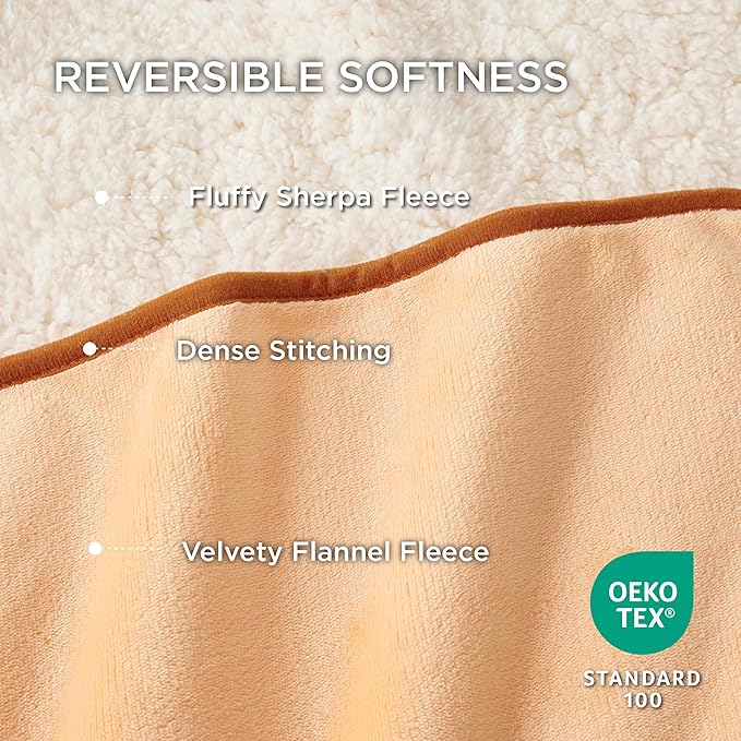Bedsure Waterproof Blanket for Bed - Sherpa Fleece Waterproof Dog Blankets for Large Dogs, Pet Blankets for Bed/Couch/Dog Crate, Soft Plush Reversible Furniture Protector, King Size, 108"x86", Orange