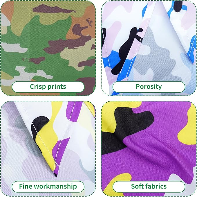 10PCS Dog Bandanas Camouflage Camo Military for Medium Breed Dog Pink Purple Yellow Blue Kerchief Triangle Bibs Head Scarves for Boys and Girls Grooming Costume