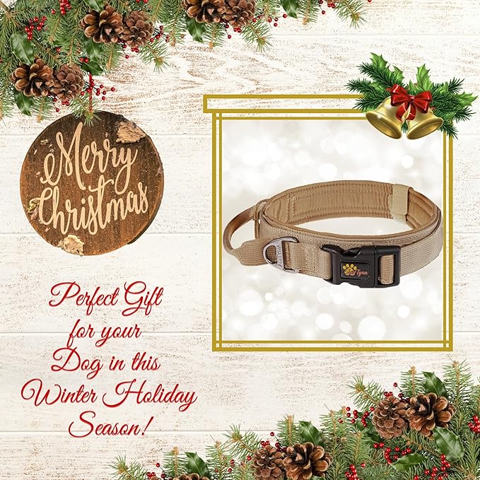 ADITYNA - Tactical Dog Collar for Large Dogs - Soft Padded, Heavy Duty, Adjustable Dog Collar with Handle for Training and Walking