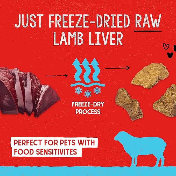 Stella & Chewy's Freeze-Dried Raw Lamb Liver Dog Treats - Single Ingredient, No Additives - Premium Training Treats - Perfect For Picky Eaters - 3oz Bag