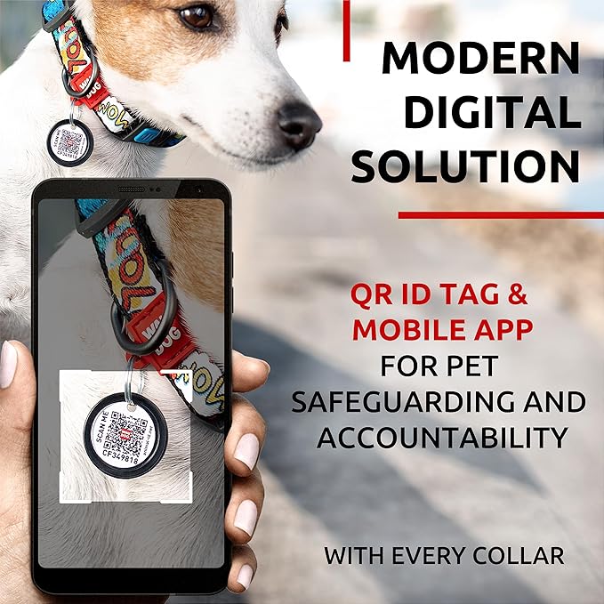 WAUDOG Nylon Dog Collar - Adjustable Dog Collar for Large Dogs, Small & Medium Dogs - Breakaway Puppy Collars for Large Breed Dogs - Boy & Girl Dog Collars with Durable Plastic Buckle and QR Dog Tag