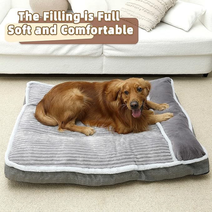 Large Dog Bed with Pillow for Crate Kennel, Sofa Dog Bed, Super Soft pet Bed for Medium, Jumbo, Furniture