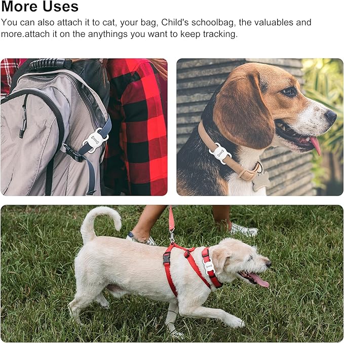 for Airtag Dog Collar Holder, Air Tag Protective Cat Airtag Dog Collar,Silicone AirTags GPS Tracking Accessories,Air Tags with Bone Pattern (1 Pack(White))