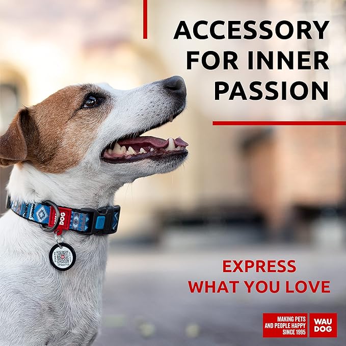 WAUDOG Nylon Dog Collar - Adjustable Dog Collar for Large Dogs, Small & Medium Dogs - Breakaway Puppy Collars for Large Breed Dogs - Boy & Girl Dog Collars with Durable Plastic Buckle and QR Dog Tag