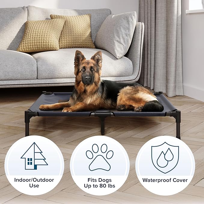 PETMAKER Elevated Dog Bed Cover - 36x30-Inch Replacement Pet Bed Cover with Mesh Panel - for Indoor/Outdoor Use - Dog Cot Not Included (Blue)