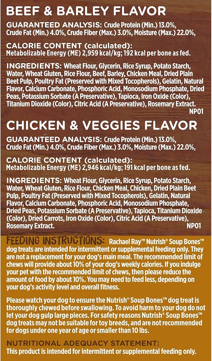 Rachael Ray Nutrish Soup Bones Long Lasting Dog Chews Variety Pack, 22 Count (Pack of 1)