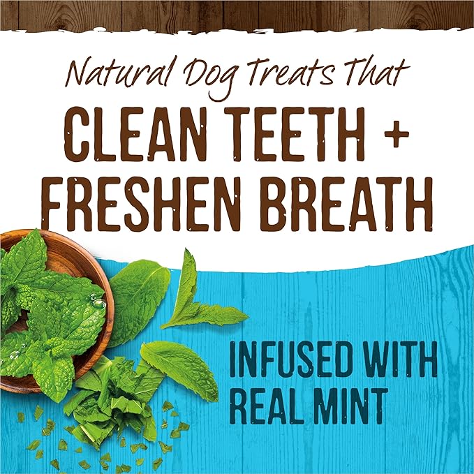 Merrick Fresh Kisses Natural Dental Chews Toothbrush Shape Treat Infused With Real Mint Medium Dogs - 6 ct. Bag